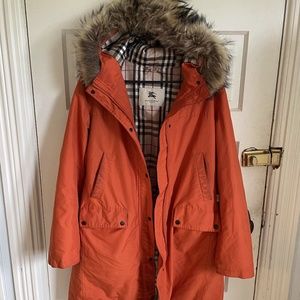 Burberry London Orange Hooded Coat